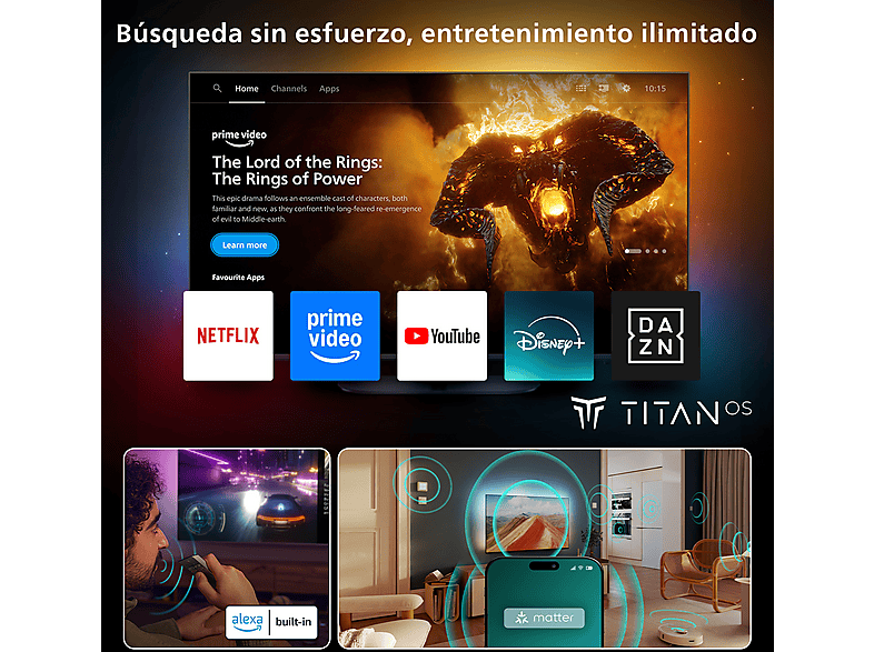 TV QLED 55" - Philips Ambilight 55PUS8510/12, UHD 4K, Titan OS, Smart TV, Pixel Precise Ultra HD, Dolby Atmos, Negro mate — foto 7