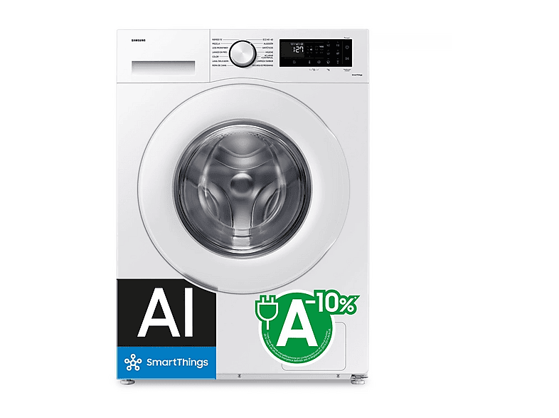 Lavadora carga frontal - SAMSUNG WW90CGC04DTEEC, 9 kg, 14 programas, Blanco
