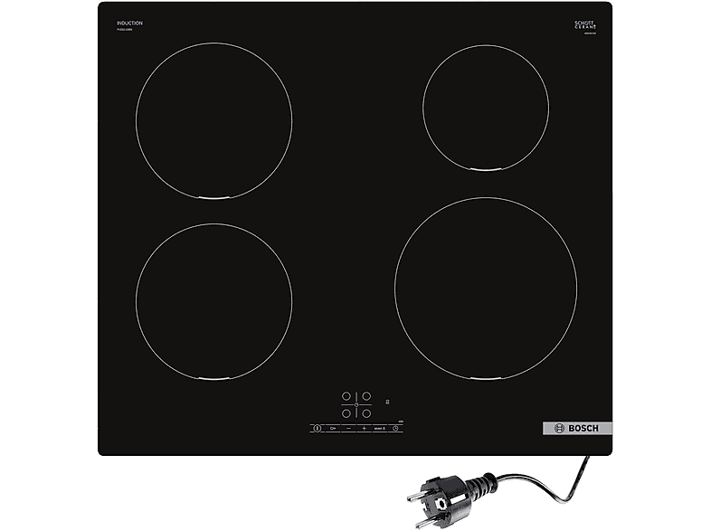 Placa de inducción - BOSCH Serie 4 PUE611BB5D, 4 zone(s) zonas, 59,2 m, Negro — foto 1