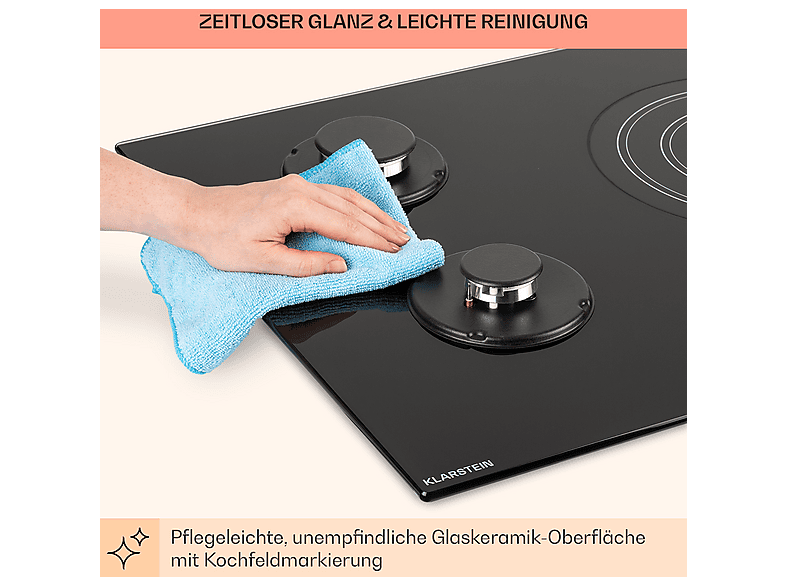 Placa de gas - KLARSTEIN MultiChef, 5 zonas, 87 cm, Negro — foto 8