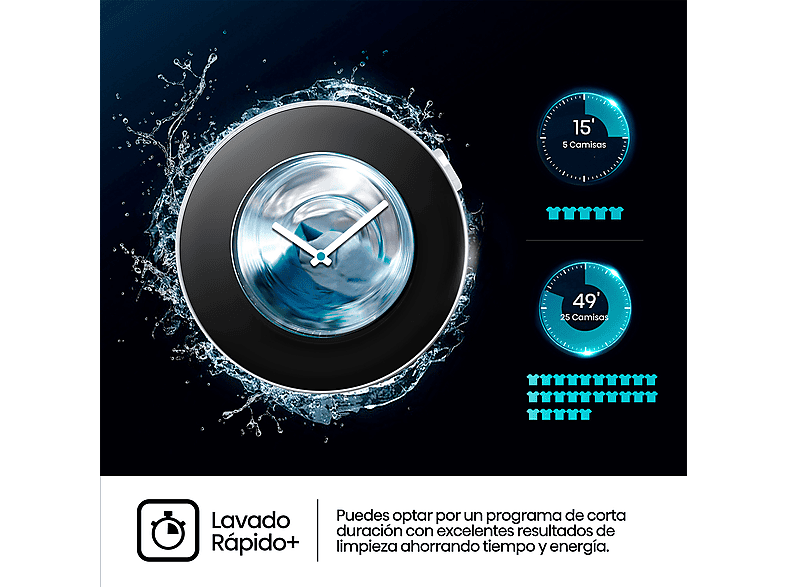 Lavadora secadora - Hisense WD3S8043BW3, 8 kg/5 kg, 1400 rpm, 16 programas. Clase A-30%, WiFi, Blanco — foto 8