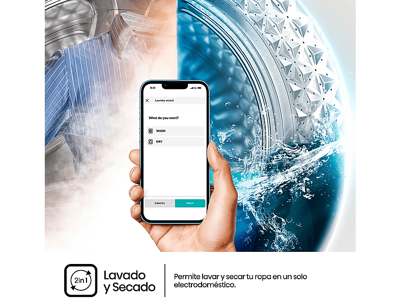 Lavadora secadora - Hisense WD3S8043BW3, 8 kg/5 kg, 1400 rpm, 16 programas. Clase A-30%, WiFi, Blanco — foto 10