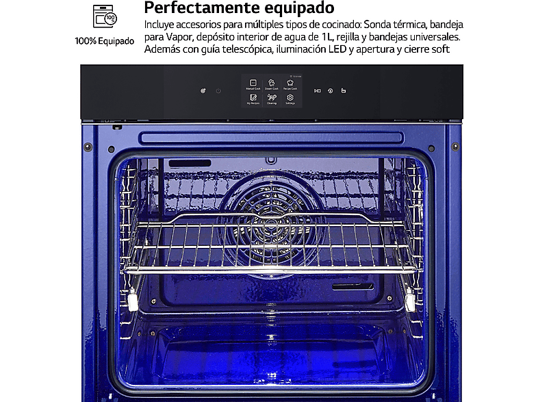 Horno a vapor - LG WS9D7672WM, Multifunción, Pirolítico, 76 l, 59.2 cm, Cristal negro mate — foto 6