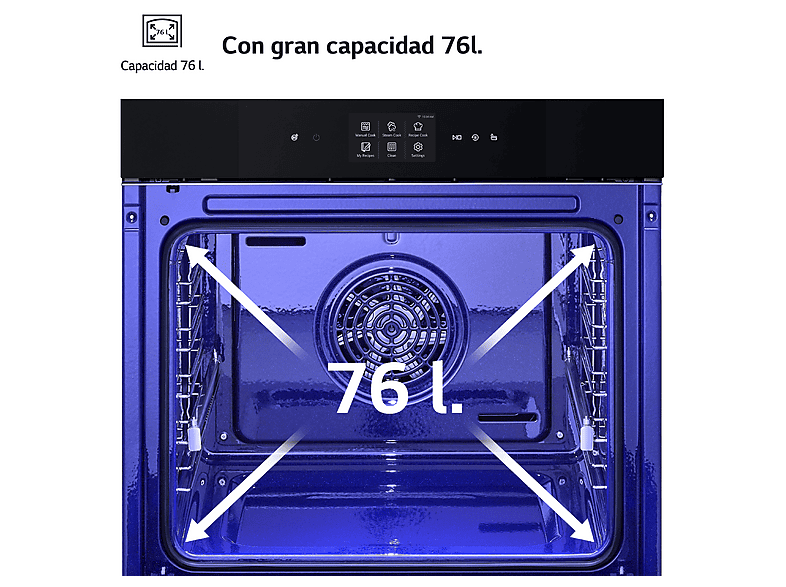Horno a vapor - LG WS9D7672WM, Multifunción, Pirolítico, 76 l, 59.2 cm, Cristal negro mate — foto 7