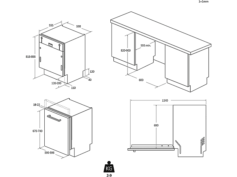 Lavavajillas Integrable - Candy Rapidó CI 3E7L0W2, 13 Servicios, 5 Programas, 60 cm, Wifi, Motor inverter, Sin panelar — foto 2