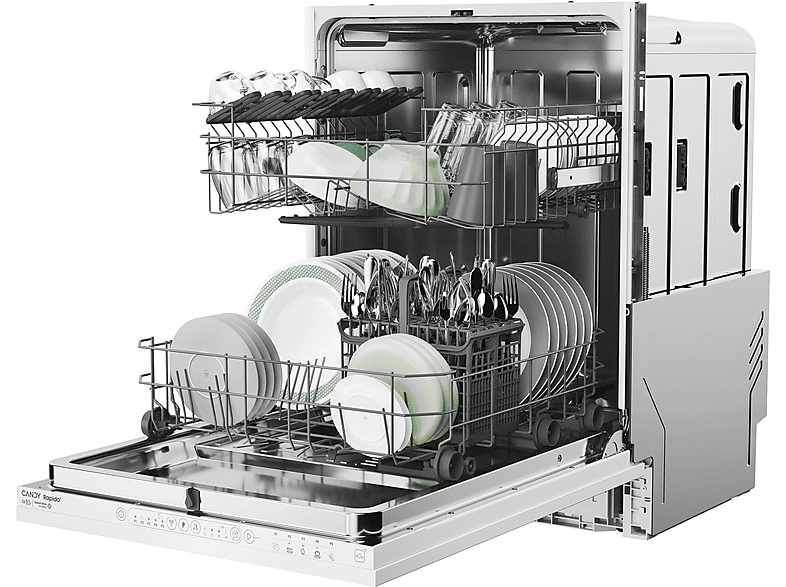 Lavavajillas Integrable - Candy Rapidó CI 3E7L0W2, 13 Servicios, 5 Programas, 60 cm, Wifi, Motor inverter, Sin panelar — foto 4