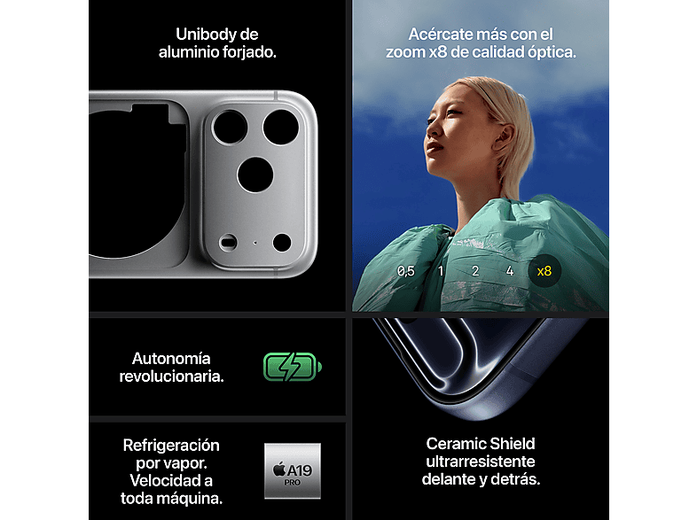 Apple iPhone 17 Pro Max, Naranja cósmico, 256 GB, 5G, 6.9" OLED Super Retina XDR, Chip A19 Pro, iOS — foto 6