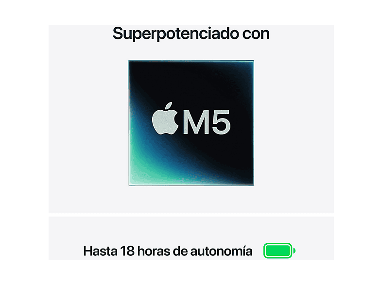 Apple MacBook Air (2026) 15.3" Retina, Chip M5 Apple, CPU de 10 núcleos, GPU de 10 núcleos, 16GB RAM, 1TB SSD, Plata, Sin cargador — foto 4
