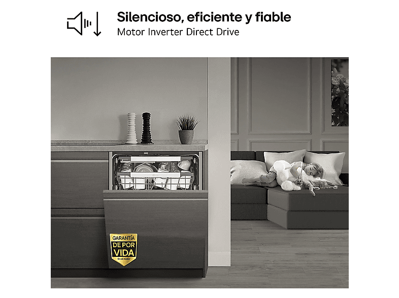 Lavavajillas integrable - LG DB476TXS, 14 servicios, 10 programas, 60 cm, TrueSteam™, Tercera bandeja, Sin panelar — foto 13