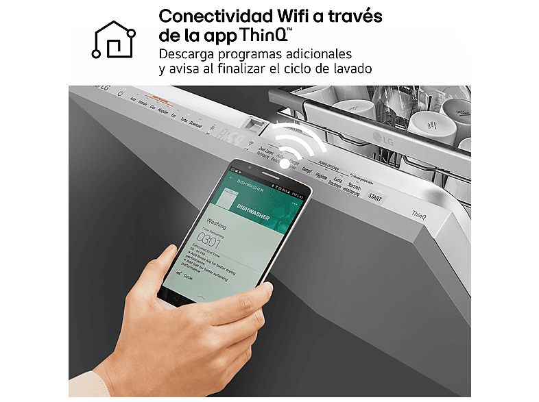 Lavavajillas integrable - LG DB476TXS, 14 servicios, 10 programas, 60 cm, TrueSteam™, Tercera bandeja, Sin panelar — foto 15