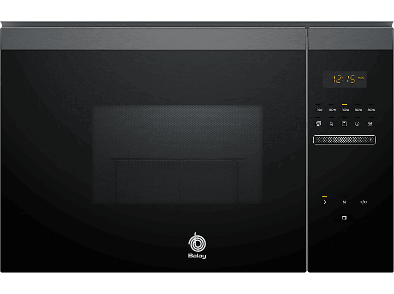 Microondas con grill integrable - Balay 3CG4175G3, 900 W, 5 niveles, 25 l, Limpieza Hidrolítica, Control deslizante, Negro Grafito