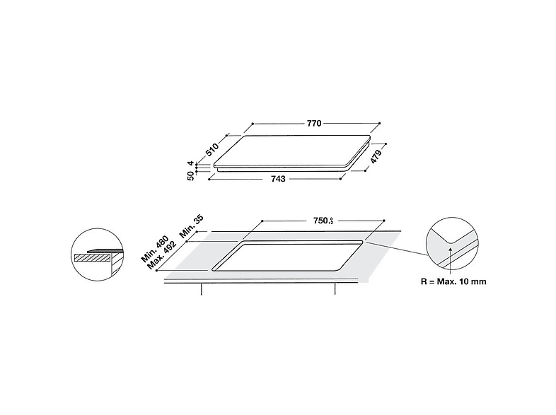 Placa de inducción - HOTPOINT 869991583100, 4 zona(s) zonas, 770 mm, Black — foto 5