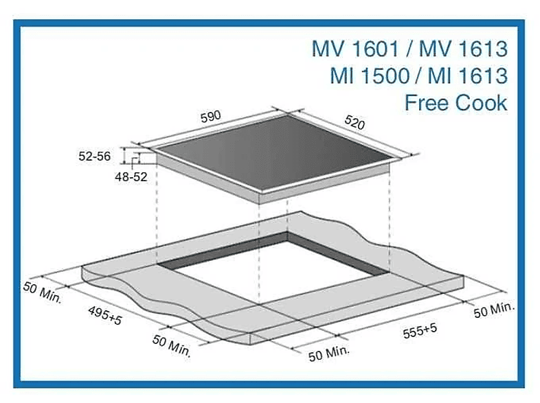 Placa de inducción - MEIRELES FREE COOK, 2 zonas, 590 mm, Negro — foto 2