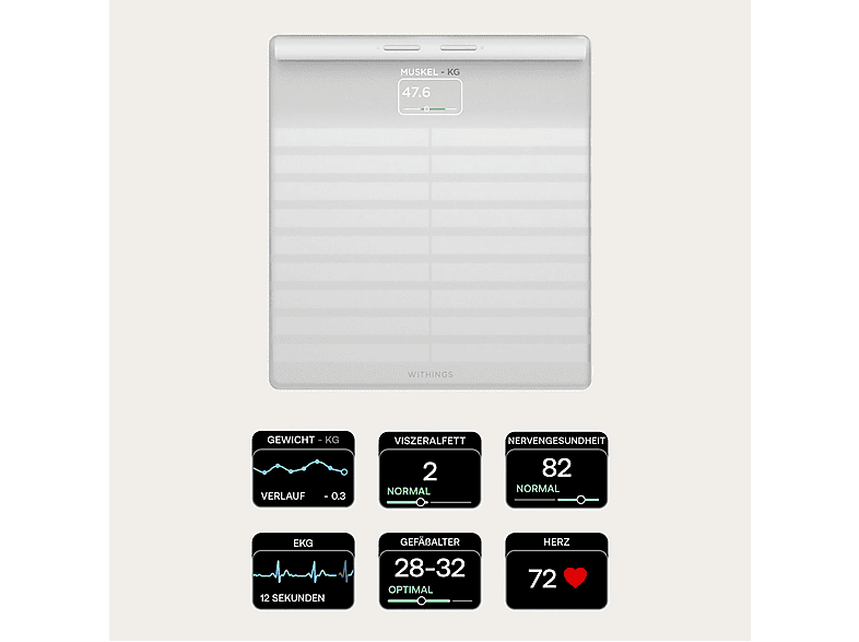 Báscula de baño - WITHINGS Body Scan, Peso máximo 200 kg, Indicador Masa Corporal (IMC), Bluetooth, Blanco — foto 9