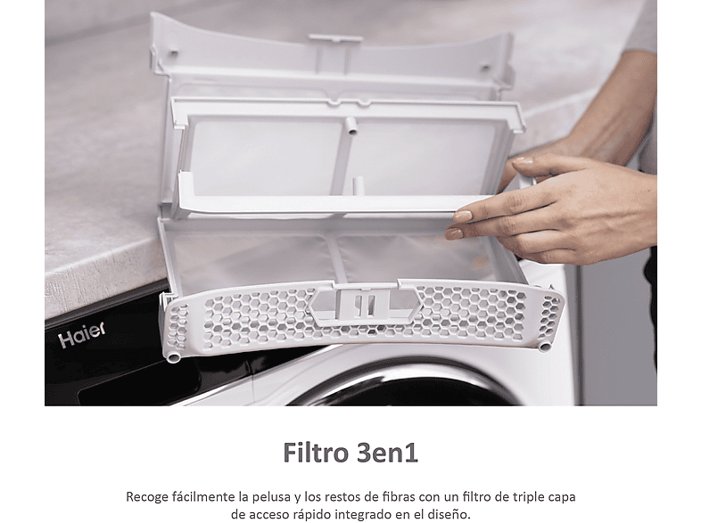 Secadora bomba de calor  - Haier I-Pro Series 7 HD90-A3979-S, 9kg, 14 programas, Tambor XL con LED, Antiarrugas, Blanco — foto 6