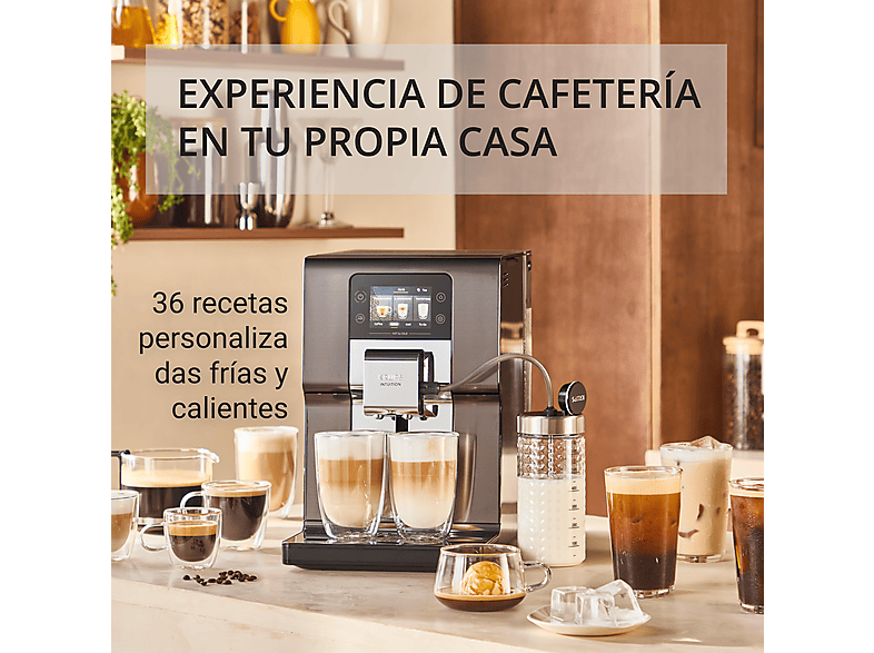 Cafetera superautomática - Krups Intuition Experience Hot&Cold, Pantalla táctil , 36 Recetas, Jarra de leche, Titanio, 15 bar, 2 tazas, Negro — foto 6