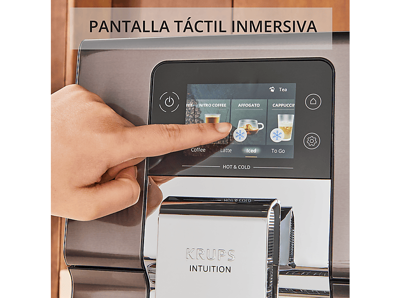 Cafetera superautomática - Krups Intuition Experience Hot&Cold, Pantalla táctil , 36 Recetas, Jarra de leche, Titanio, 15 bar, 2 tazas, Negro — foto 8