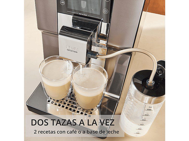 Cafetera superautomática - Krups Intuition Experience Hot&Cold, Pantalla táctil , 36 Recetas, Jarra de leche, Titanio, 15 bar, 2 tazas, Negro — foto 9