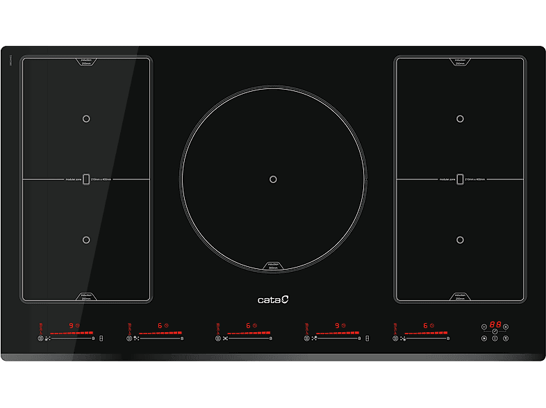 Placa de inducción - CATA 08024402, 5 zonas, 900 mm, Negro. — foto 2