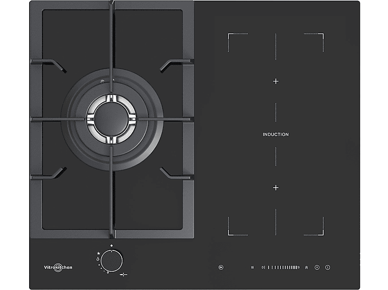 Placa de gas - VITROKITCHEN VG611NB con placa de inducción, 3 zonas, 58 cm, negro — foto 1