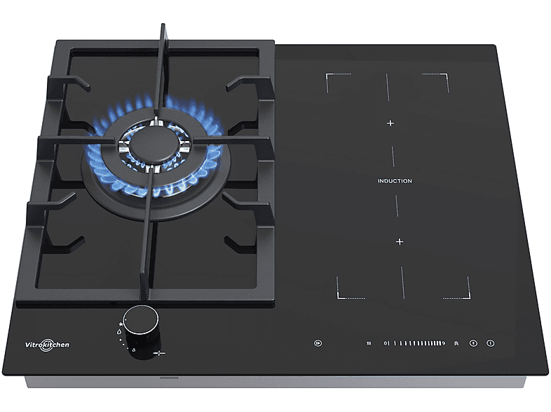 Placa de gas - VITROKITCHEN VG611NB con placa de inducción, 3 zonas, 58 cm, negro — foto 2