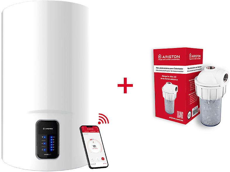 Termo Eléctrico  - LYDOS WIFI 100 V 1,5K EU + KIT POLIF ARISTON, 100 l, Blanco