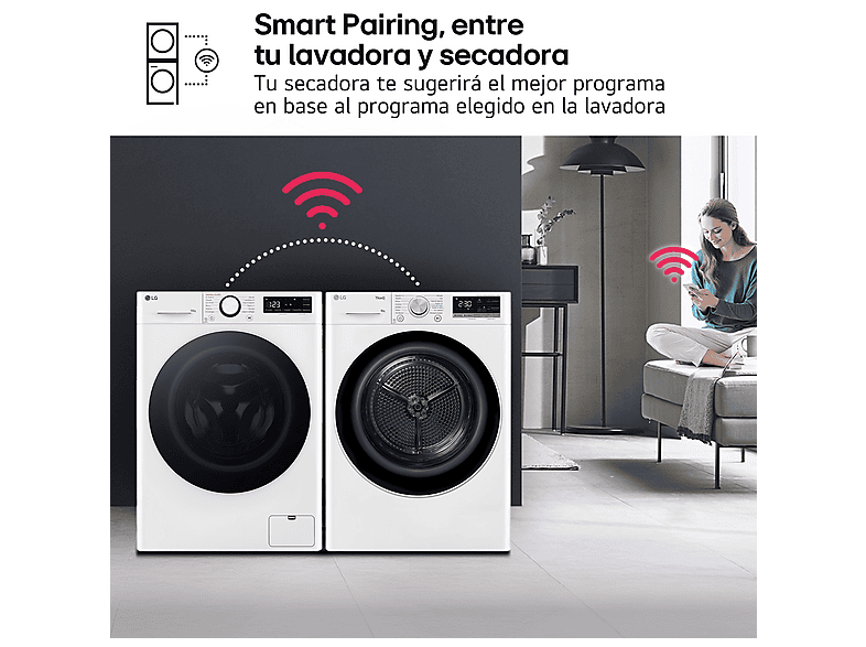 Secadora bomba de calor -  LG RH80V9AV4N, 8 kg, 14 programas, Dual Inverter Compressor™, Eco Hybrid™, Display Gran LED, Blanco — foto 12