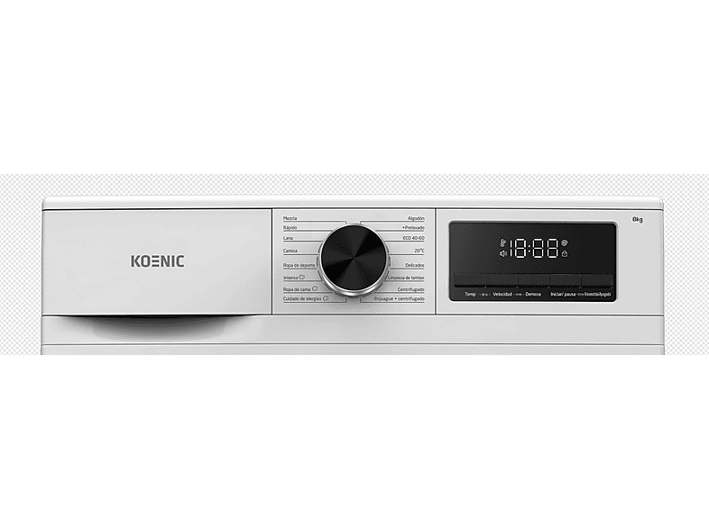 Lavadora carga frontal - KOENIC KWM 8113, 8kg, 1400 rpm, 16 Programas, Inverter, Blanco — foto 8