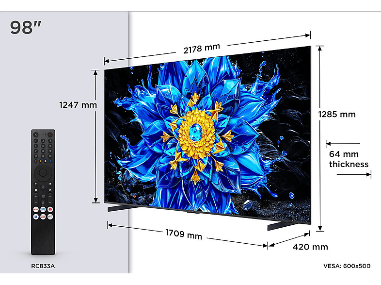 TV QD-Mini LED 98" - TCL 98P8L, UHD 4K, TCL AiPQ Pro Processor, Smart TV, DVB-T2, Negro — foto 10