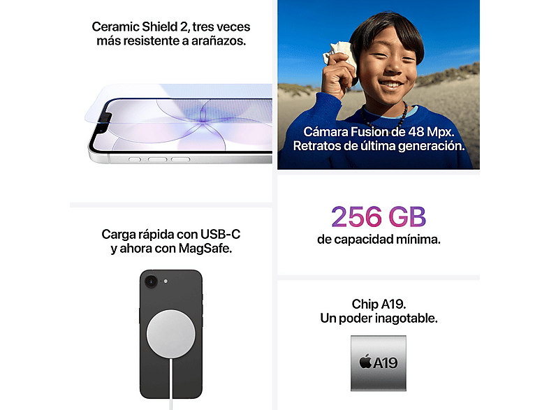 Apple iPhone 17e, Negro, 256 GB, 5G, 6.1" OLED Super Retina XDR, Chip A19, iOS — foto 5