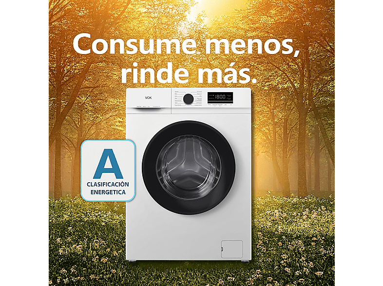 Lavadora carga frontal - VOK EVW-8BAWL2412, Motor Inverter, 8 kg, 1200 rpm, 14 programas, Blanco — foto 9
