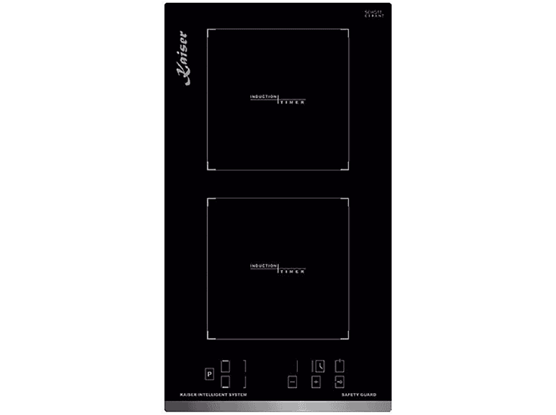 Placa de vitrocerámica - KAISER 46127284, 2 zonas, 28,8 cm, Negro