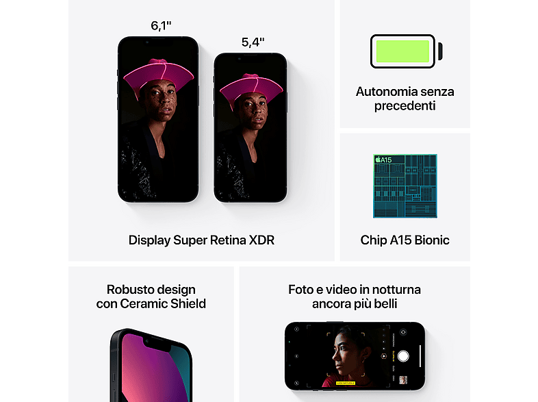 APPLE iPhone 13 Midnight, Negro, Móvil iOS, 128 GB, 4 GB RAM, 6,1 " OLED, Ceramic Shield, Anti-huellas, Chip A15 Bionic, 3,227 mAh — foto 6