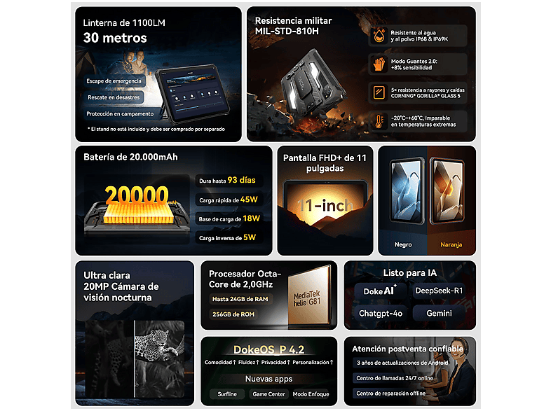 OSCAL SPIDER 10 Con Teclado (QWERTY), 256 GB, Negro, 11 " Full-HD+, 8 GB RAM, MediaTek Helio G81 (Octa core), Tableta Android — foto 3