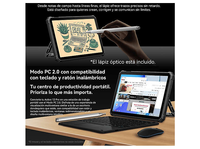 BLACKVIEW Active 12 PRO 5G Con Teclado (Inglés QWERTY), 1 TB, Negro, 11 " Full-HD+, 16 GB RAM, MediaTek Dimensity 7300 (Ocho núcleos), Tablet Android — foto 8