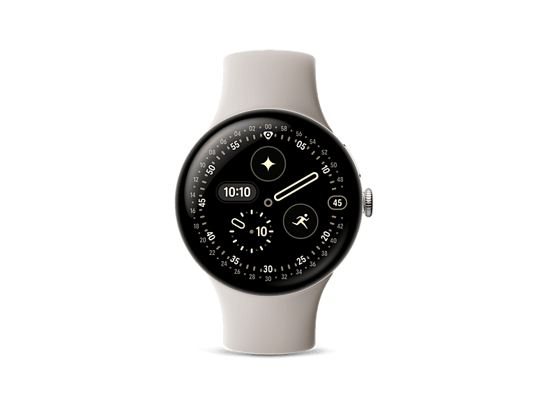 Smartwatch - Google Pixel Watch 4, AMOLED, 45 mm, Correa S-L, Aluminio 100% reciclado, Con Gemini, Plata/Porcelana