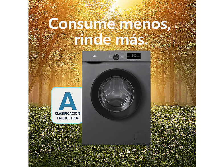 Lavadora de carga frontal - VOK EVW-8BAGL2412, Motor Inverter, 8 kg, 1200 rpm, 14 programas, Gris — foto 5