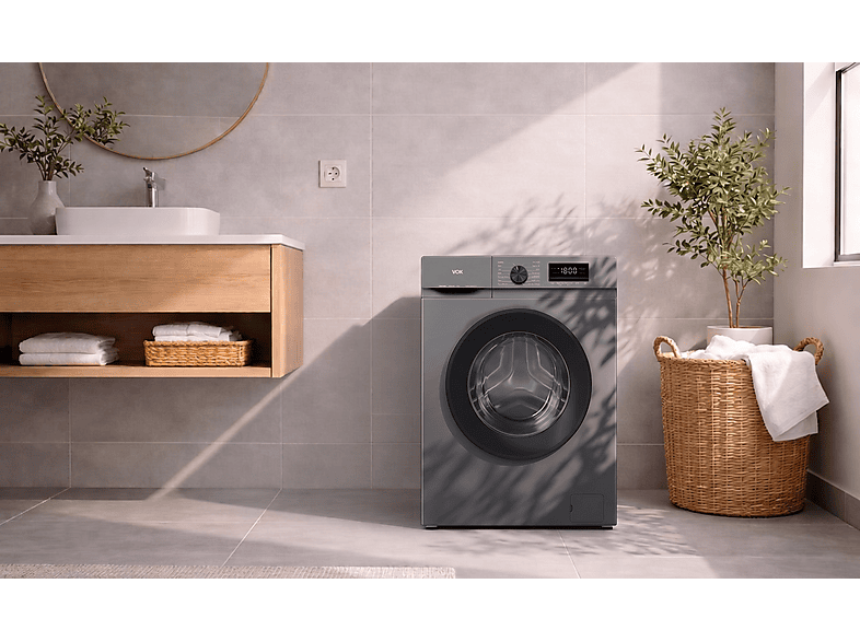 Lavadora de carga frontal - VOK EVW-8BAGL2412, Motor Inverter, 8 kg, 1200 rpm, 14 programas, Gris — foto 10
