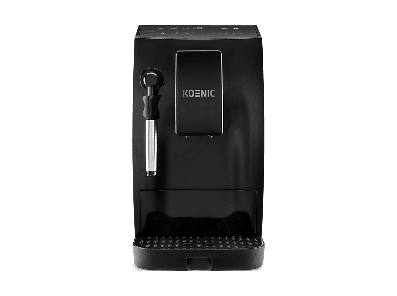 Cafetera superautomática - KOENIC KFAC 2016025 ES, 20  bar, 1.6 l, 2 tazas, Panel táctil, Molinillo cónico con 5 ajustes, Negro