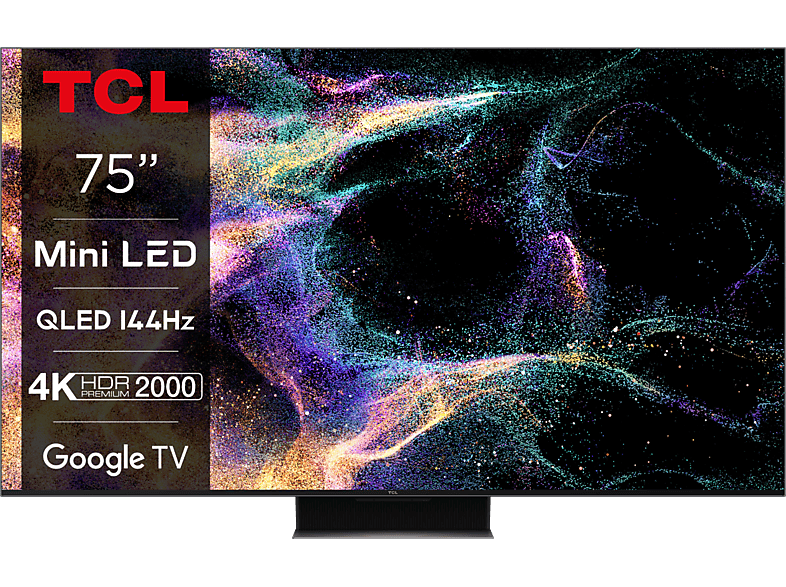 TV Mini LED 75" - TCL 75C845, UHD 4K, Quad Core, Smart TV, DVB-T2 (H.265), Negro