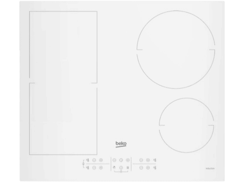 Placa inducción- Beko HII64200FMTW, 4 zonas + 1 FlexiZone, IndyFlex, Función Booster, Blanco — foto 1