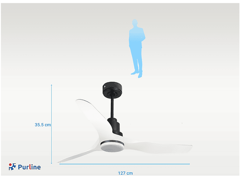 Ventilador de techo - PURLINE ThassosD127C04LED64623, 18 W, 6 velocidades, Negro — foto 6