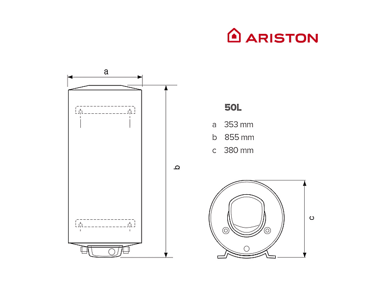 Termo Eléctrico  - FLECK BON 50 ARISTON, 50 l, Blanco — foto 6