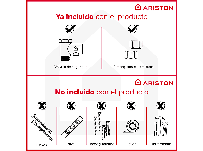 Termo Eléctrico  - FLECK BON 50 ARISTON, 50 l, Blanco — foto 8