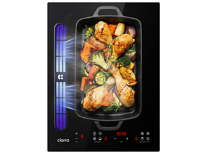 Placa de inducción - CIARRA CBBEH392BF, 2 zonas, 520 mm, negro