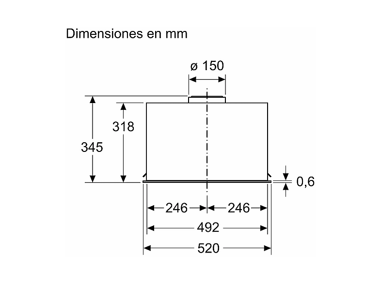 Campana grupo filtrante - Bosch DLN56AC50, 4 potencias, 645 m³/h, 52 cm, Acero inoxidable — foto 2