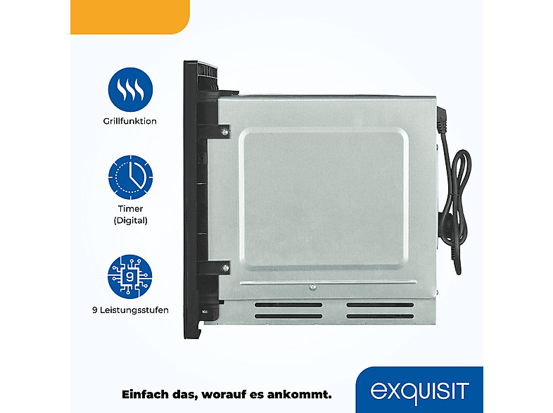 Microondas integrable - EXQUISIT 815345001, 1450 W, 10 potencia, 25 l, Inox — foto 3