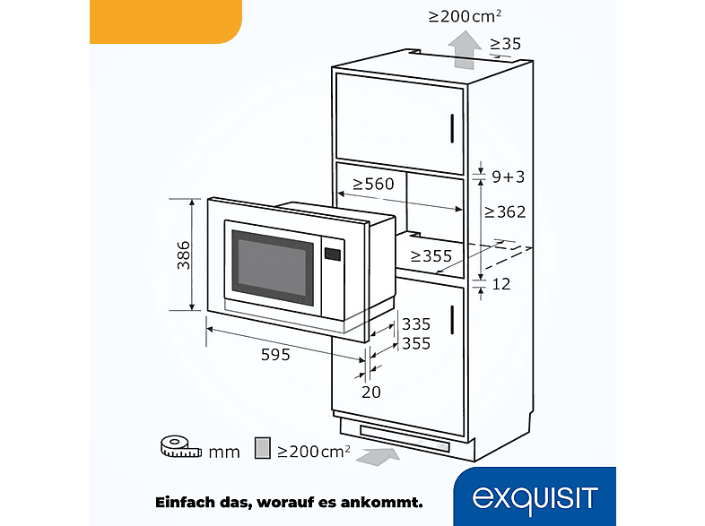 Microondas integrable - EXQUISIT 815345001, 1450 W, 10 potencia, 25 l, Inox — foto 6