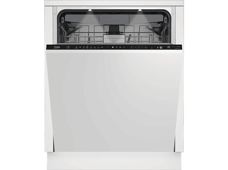 Lavavajillas integrable - Beko BDIN38644D, 16 Servicios, 8 Programas, 60 cm, Tercera bandeja, CornerIntense, DeepWash, Sin panelar