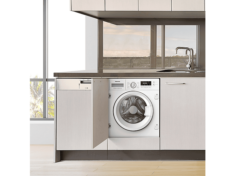 Lavadora integrable - Hisense WF3M841BWIES, 8 kg, 1400 rpm, 15 programas, Secado Allergy Care, Clase A, Sin Panelar — foto 5